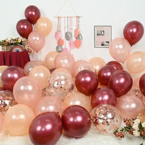 Burgundy Rose Gold Balloons Set 60 Pack