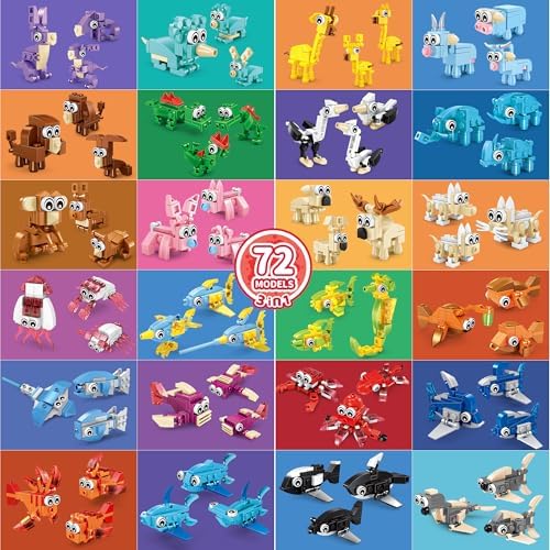 24 Pack 72 Animal Building Blocks for Kids