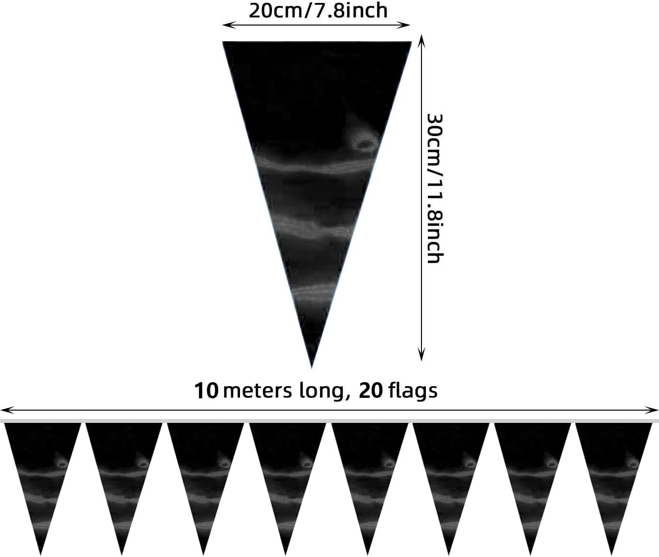 40M Black Triangle Pennant Banner Set for Events