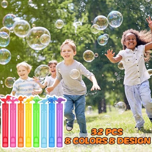 32 Pack Bubbles with Dinosaur Wands and Gift Box
