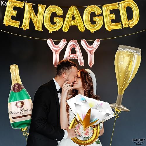 KatchOn Yay Engaged Balloons Set - 37 Inch Pack of 13