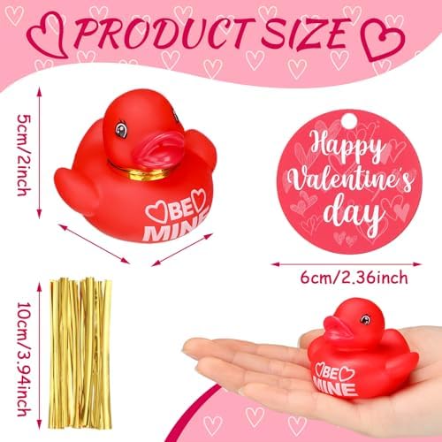 48 Valentines Rubber Ducks with Gift Cards and Gold Ropes