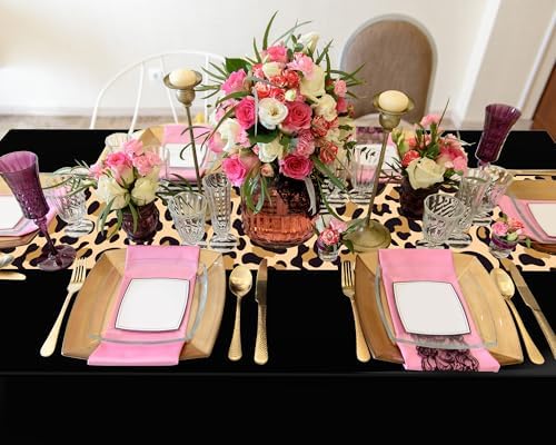 Buryeah Leopard Print Tablecloth Set of 3 Black