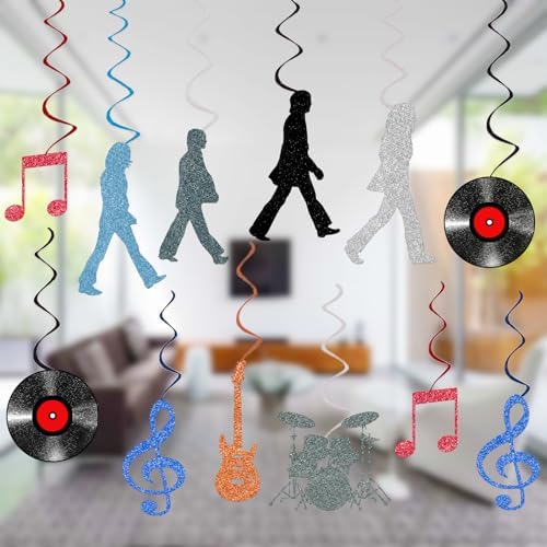 ZNVALE 60s Retro Rock Streamer Ceiling Decor 24Pcs Set