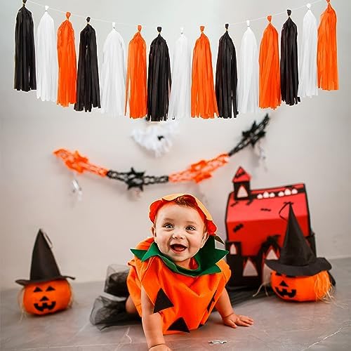 Panduola Black White Orange Halloween Garland Decorations