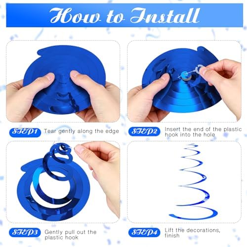 36 Pcs Hanging Swirl Streamers Blue Decorations
