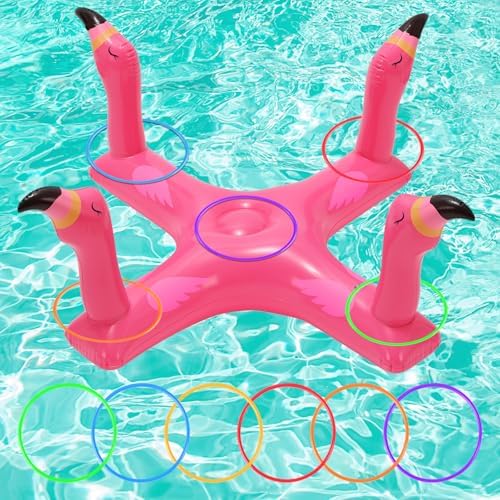 Inflatable Pool Ring Toss Game with 6Pcs Rings