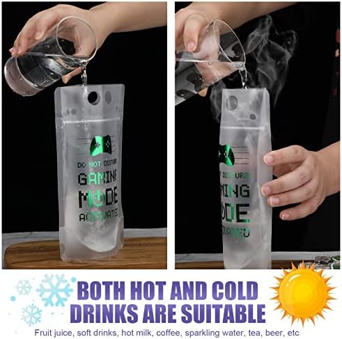 Suclain 24 Pcs Video Game Party Drink Pouch Cups with Straws
