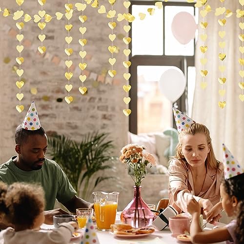 Glitter Champagne Gold Heart Garland 52ft Hanging Streamers Decor