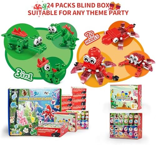 24 Pack 72 Animal Building Blocks for Kids