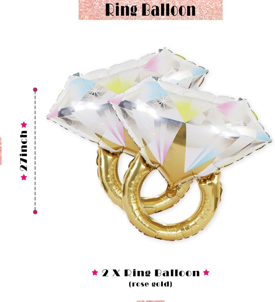 PartyForever 2 Gold Glitter Bachelorette Balloons Kit