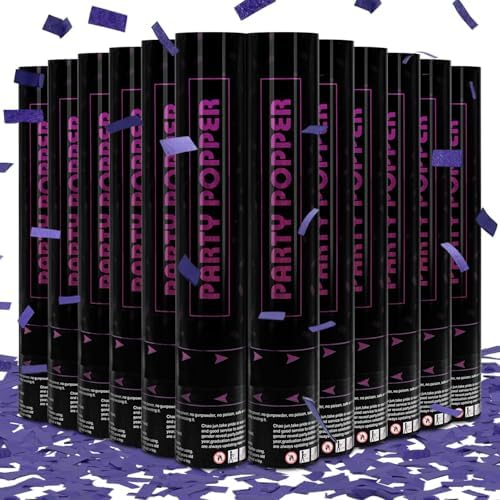 Purple Confetti Poppers 12 Pack Cannon for Parties