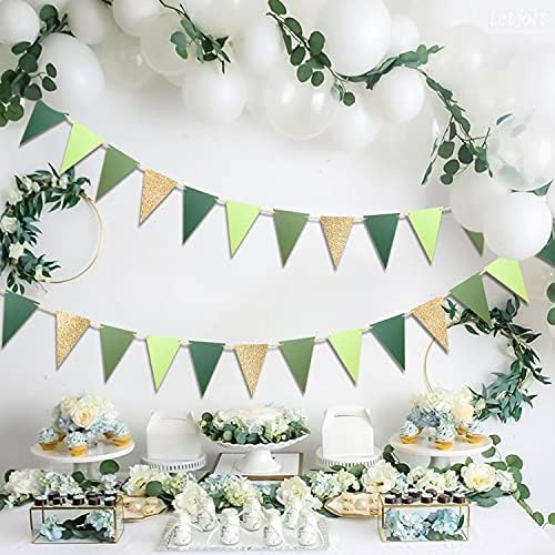Letjolt Green Triangle Banner Decoration for Birthday and Party