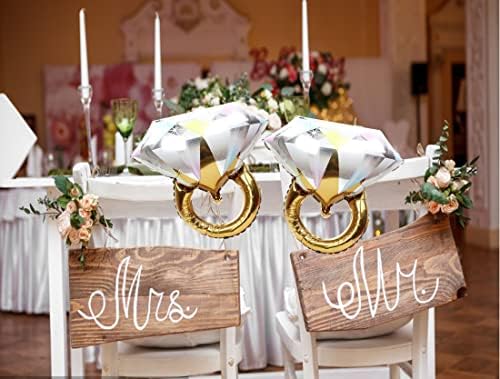 4pcs Diamond Engagement Ring Mylar Balloons for Wedding Parties