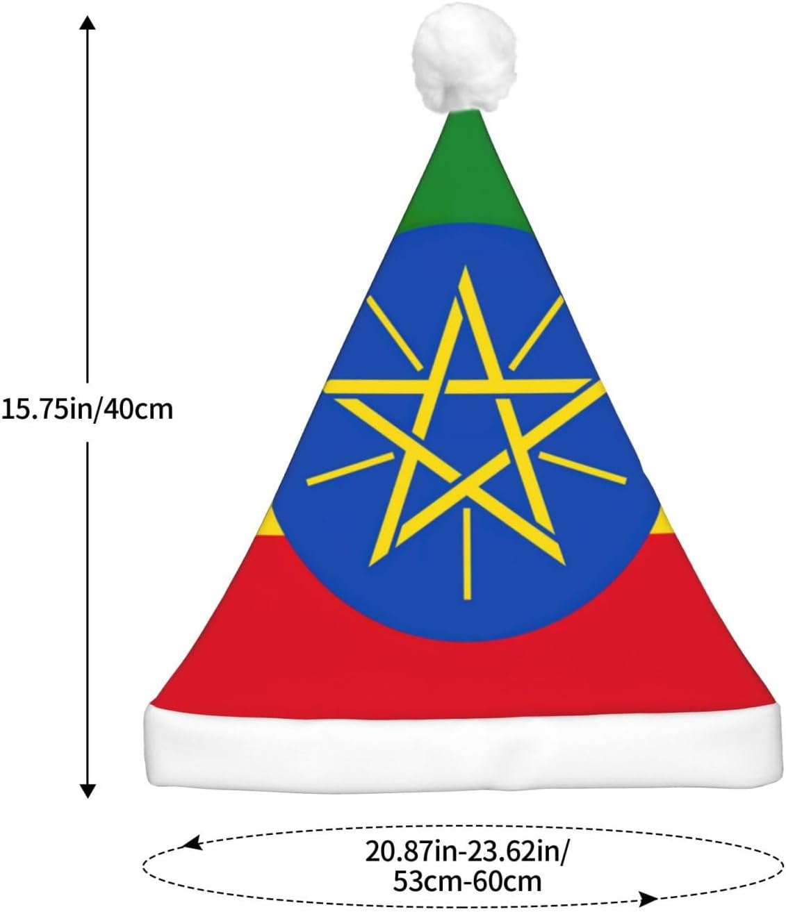 Ethiopia Flag Print Christmas Santa Hat with LED Lights