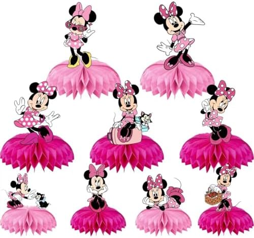 Minnie Birthday Honeycomb Centerpieces 9Pcs