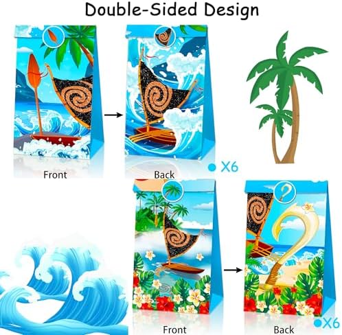 JeVenis Moana Party Favor Bags for Birthday Events