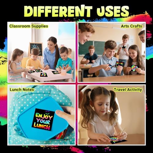 ZMLM Rainbow Scratch Art Papers with Styluses for Kids and Teens