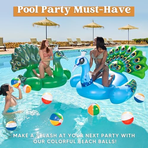 JOYIN Rainbow Beach Balls 12 Pack 12 Inch