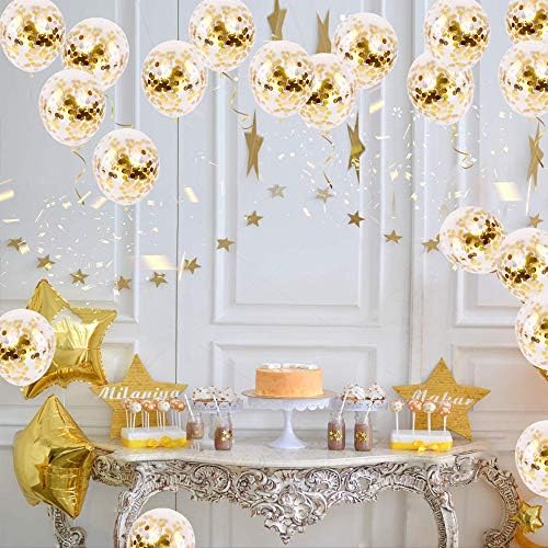 50pcs Gold Confetti Latex Balloons for Parties
