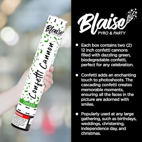 Blaise Pyro Party Green Confetti Poppers - 6 Pack 12 Inch