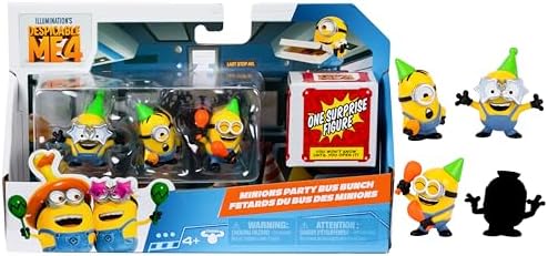 Minions Despicable Me 4 Figure Pack Party Bus Bunch 2 Inch Collectible