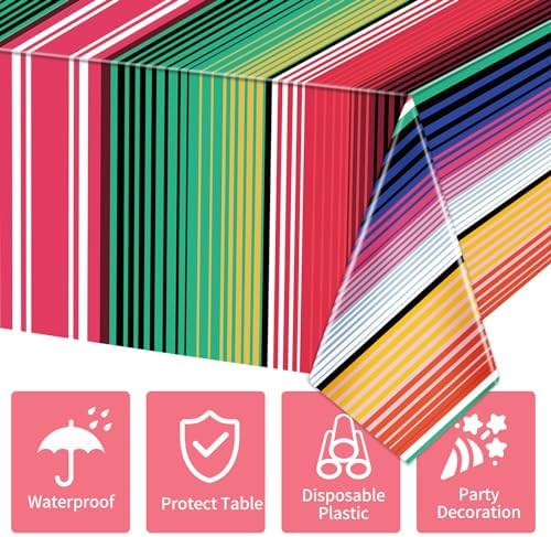 Hxezoc 3 Pack Mexican Striped Tablecloths 54x108 Inch