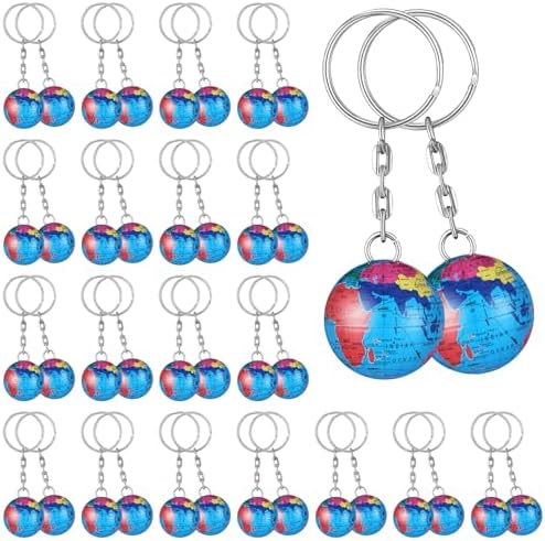 Oudain 24 Pcs Colorful Globe Keychains Bulk