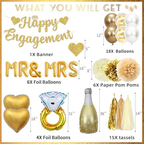 Gold Engagement Party Decorations Set
