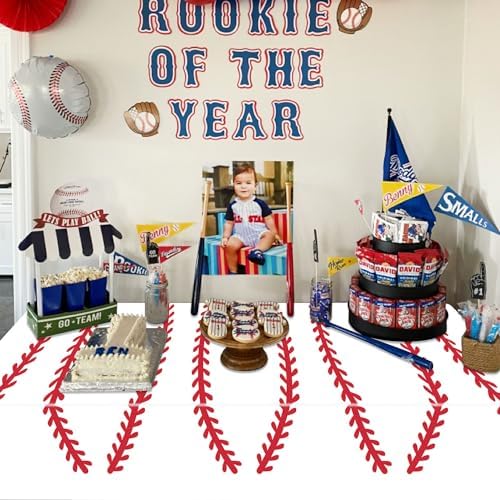 4 Pack Baseball Tablecloths - Rectangular Sports Party Covers for Kids
