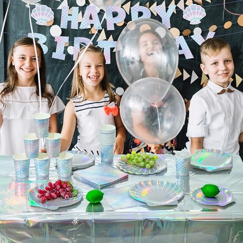 Iridescent Mermaid Shell Party Tableware Set for 20 Guests