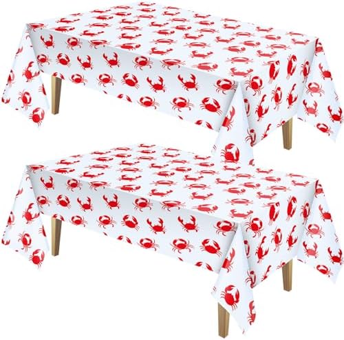 Juexica 2 Pcs 54 x 108 Inch Crab Tablecloth for Parties