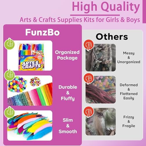 FUNZBO 1200pcs Craft Kit for Kids - Arts Crafts Supplies