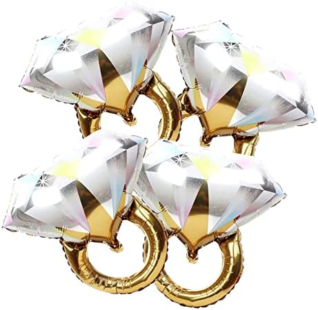 4pcs Diamond Engagement Ring Mylar Balloons for Wedding Parties