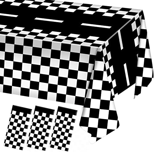 3 Pack Checkered Race Car Party Tablecloths