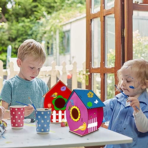 Glintoper 4 Pack DIY Wooden Birdhouse Kit