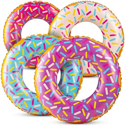 Bedwina Inflatable Donut Pool Floats Pack of 4