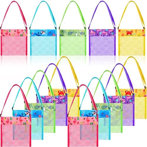 Frienda 15 Pack Mesh Beach Tote Bags for Kids