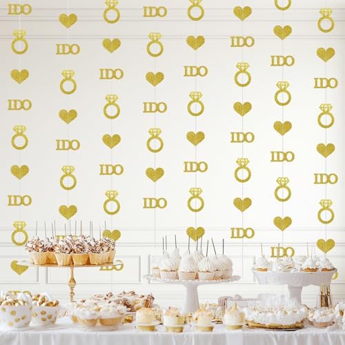 Gold Wedding Engagement Party Decorations Banner Streamers