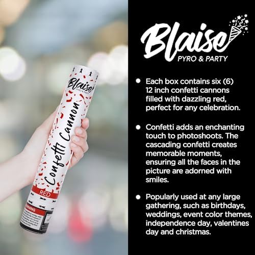 Blaise Pyro Party Red Confetti Poppers 6 Pack