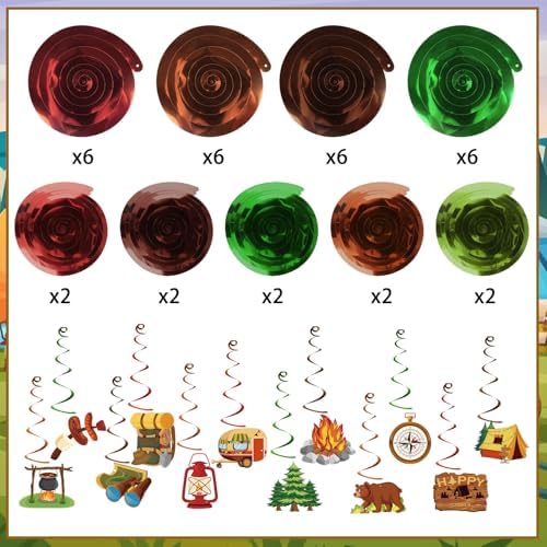 Camping Hanging Swirls 58 Pieces Party Decor