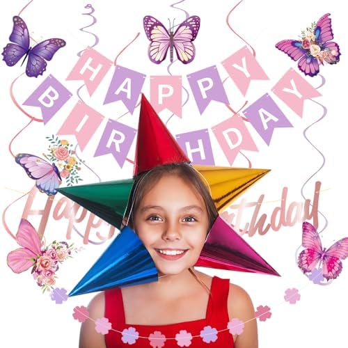 Purple Pink Birthday Decorations Set for Women Girls