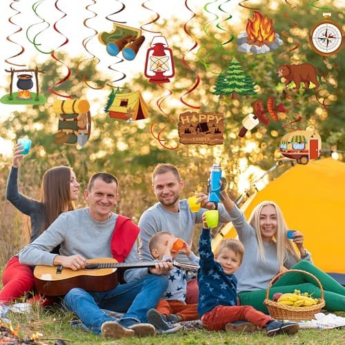 Camping Hanging Swirls 58 Pieces Party Decor