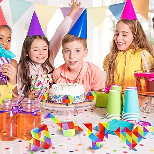 Ganowo 30 Pack Rainbow Fidget Snake Puzzle Toy