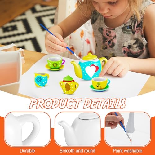 PullCrease 45 Pcs Paint Your Own Tea Kit for Kids