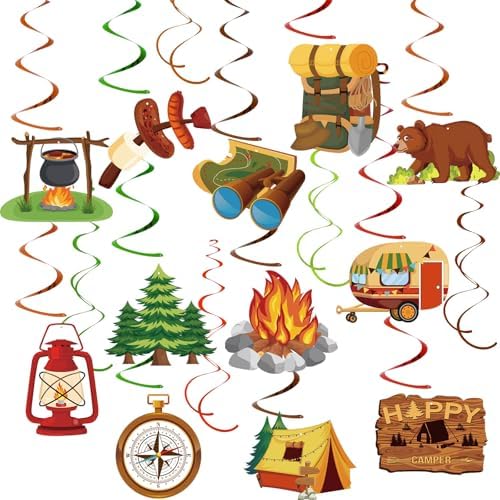 Camping Hanging Swirls 58 Pieces Party Decor