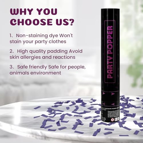 Purple Confetti Poppers 12 Pack Cannon for Parties