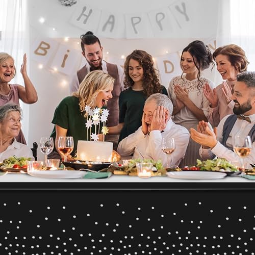 3Pcs Black and Silver Tablecloth Party Decorations