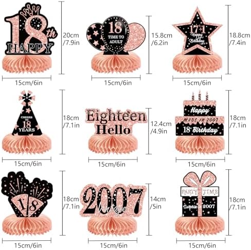 9Pcs Rose Gold Pink Honeycomb Centerpieces 18th Birthday Decorations