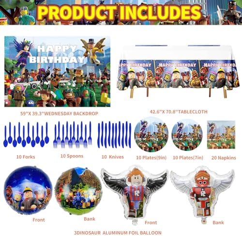 Birthday Party Decorations Set with Banner Backdrop Balloons Tableware